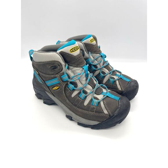 Keen Women's Targhee II Mid Waterproof Hiking Boots Gray & Blue Size 8.5 - Picture 1 of 7